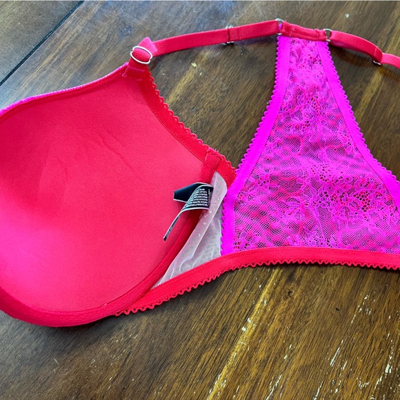 Victoria Secret Very Sexy Push Up Bra Pink Racerback Embroidered Lacy Size 32DDD - Picture 6 of 10